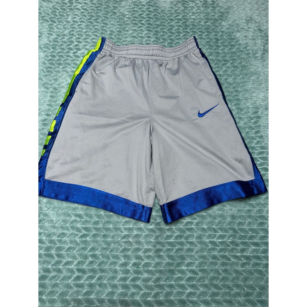 Nike Dri-FIT Boys XL Basketball Shorts Grey Blue Lime Green Athletic Mesh